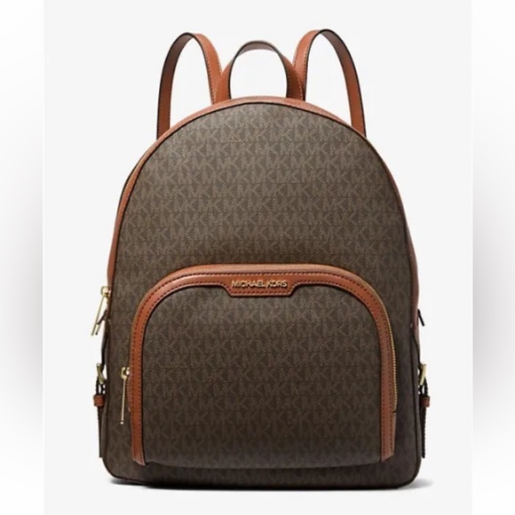New Michael Kors Jaycee Large Logo Backpack Brown with Dust bag included - Picture 1 of 5